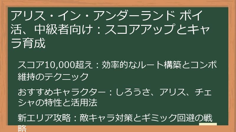 アリス・イン・アンダーランド ポイ活、中級者向け：スコアアップとキャラ育成