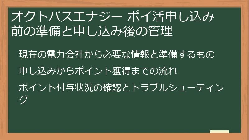 オクトパスエナジー ポイ活申し込み前の準備と申し込み後の管理