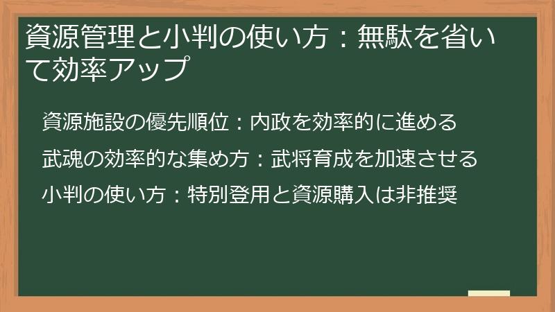 資源管理と小判の使い方：無駄を省いて効率アップ