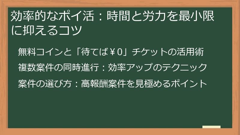 効率的なポイ活:時間と労力を最小限に抑えるコツ