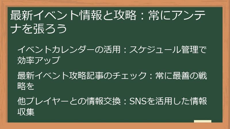 最新イベント情報と攻略：常にアンテナを張ろう