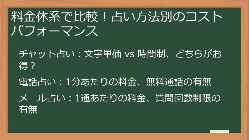 料金体系で比較！占い方法別のコストパフォーマンス