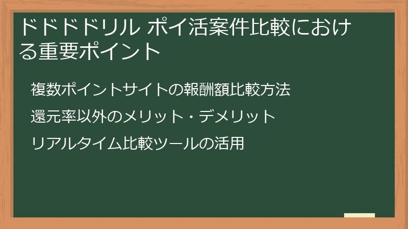 ドドドドリル ポイ活案件比較における重要ポイント