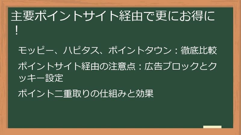 主要ポイントサイト経由で更にお得に！