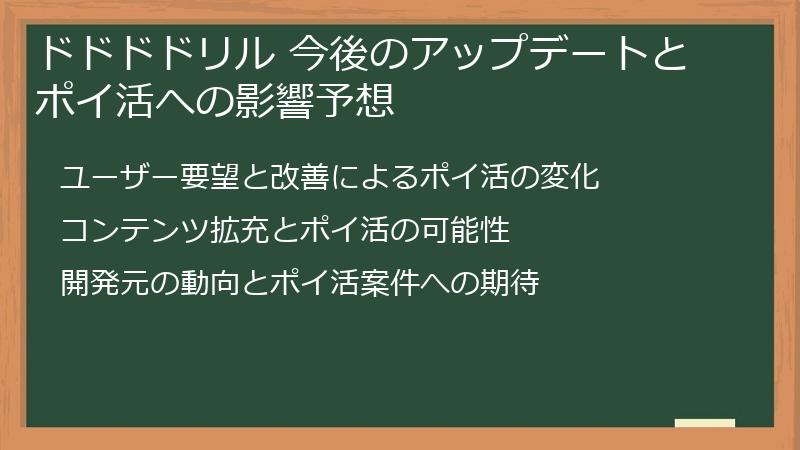 ドドドドリル 今後のアップデートとポイ活への影響予想