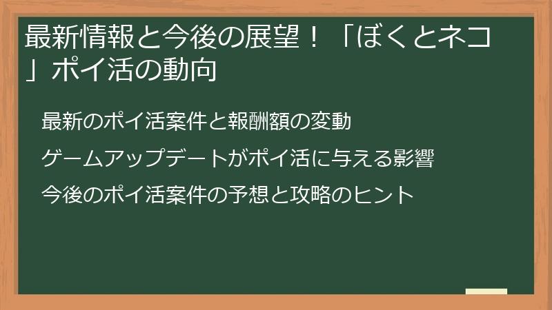 最新情報と今後の展望！「ぼくとネコ」ポイ活の動向