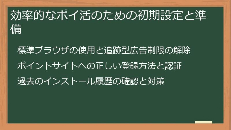 効率的なポイ活のための初期設定と準備