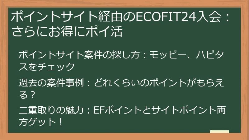 ポイントサイト経由のECOFIT24入会：さらにお得にポイ活