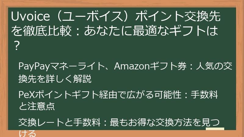Uvoice（ユーボイス）ポイント交換先を徹底比較：あなたに最適なギフトは？