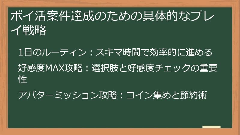 ポイ活案件達成のための具体的なプレイ戦略