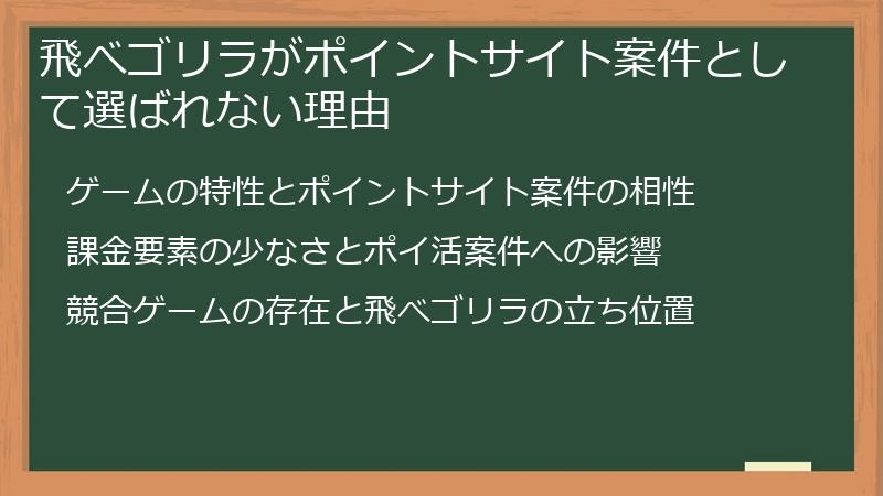 飛べゴリラがポイントサイト案件として選ばれない理由