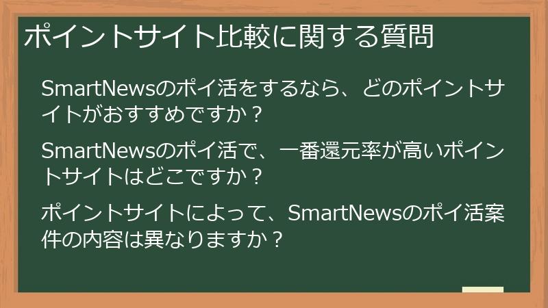 ポイントサイト比較に関する質問