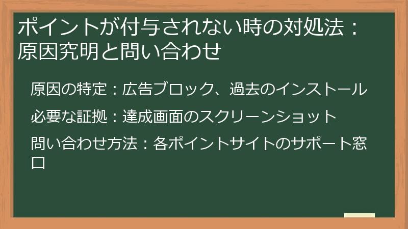 ポイントが付与されない時の対処法：原因究明と問い合わせ