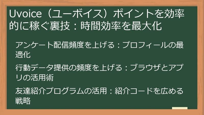 Uvoice（ユーボイス）ポイントを効率的に稼ぐ裏技：時間効率を最大化
