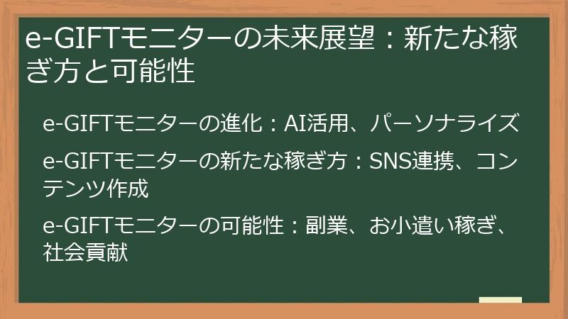 e-GIFTモニターの未来展望：新たな稼ぎ方と可能性