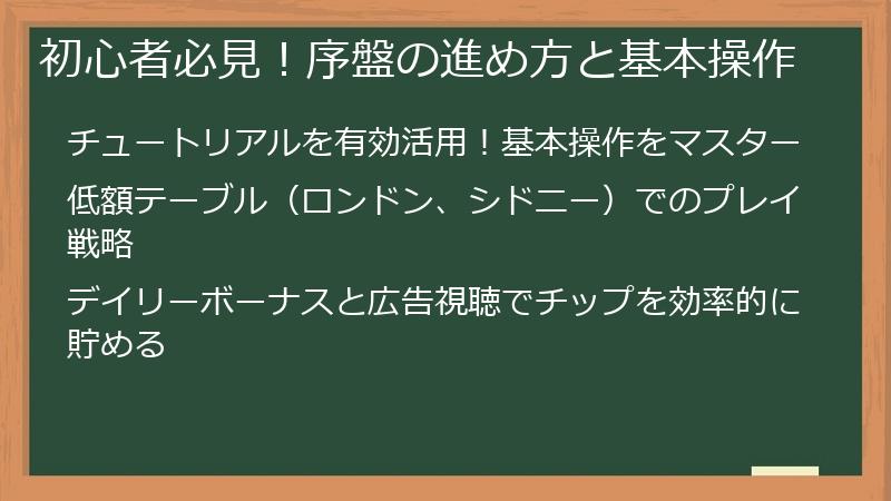 初心者必見！序盤の進め方と基本操作