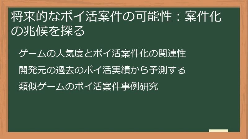 将来的なポイ活案件の可能性：案件化の兆候を探る