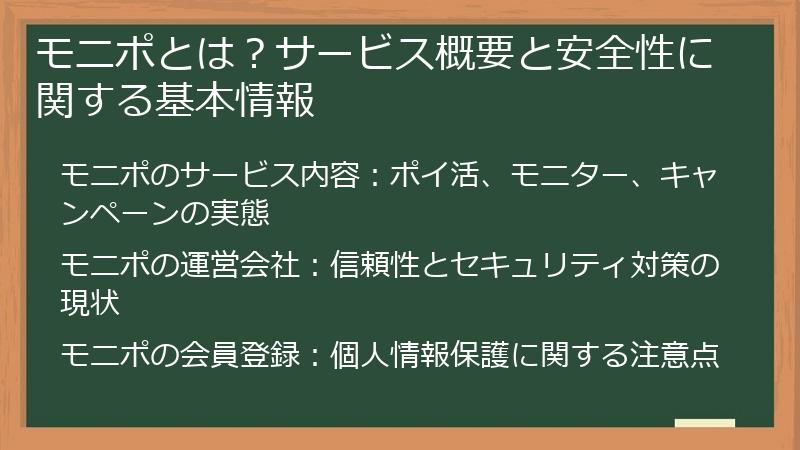 モニポとは？サービス概要と安全性に関する基本情報
