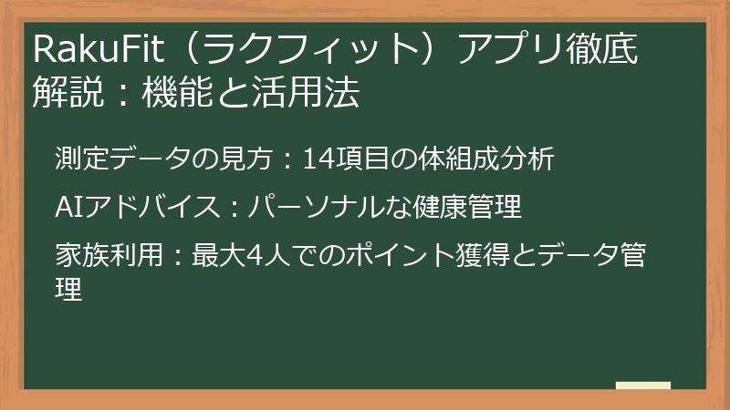 RakuFit（ラクフィット）アプリ徹底解説：機能と活用法