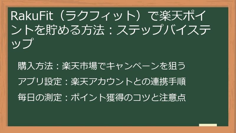 RakuFit（ラクフィット）で楽天ポイントを貯める方法：ステップバイステップ