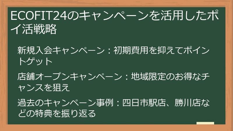 ECOFIT24のキャンペーンを活用したポイ活戦略