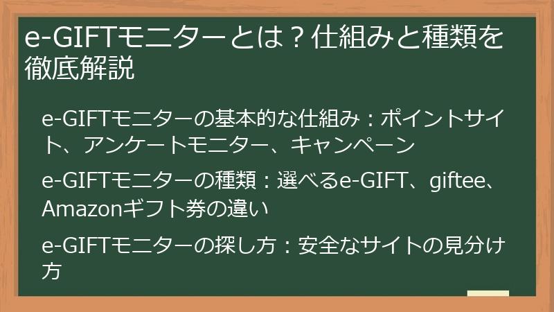 e-GIFTモニターとは？仕組みと種類を徹底解説