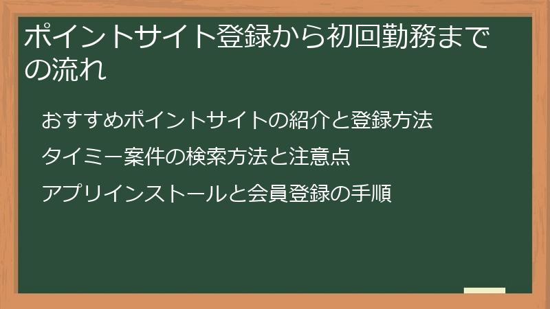 ポイントサイト登録から初回勤務までの流れ