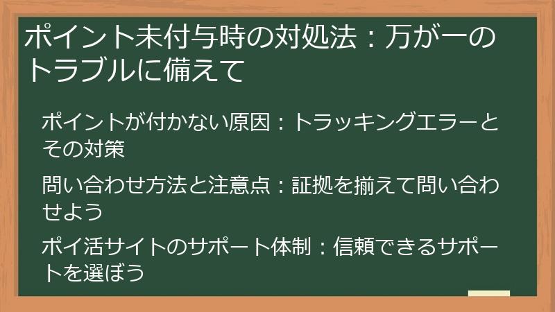 ポイント未付与時の対処法：万が一のトラブルに備えて
