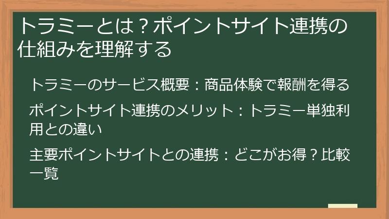 トラミーとは？ポイントサイト連携の仕組みを理解する