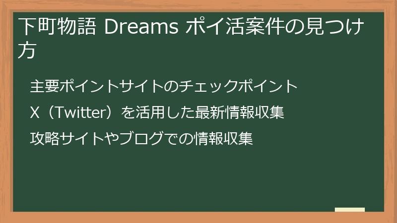 下町物語 Dreams ポイ活案件の見つけ方