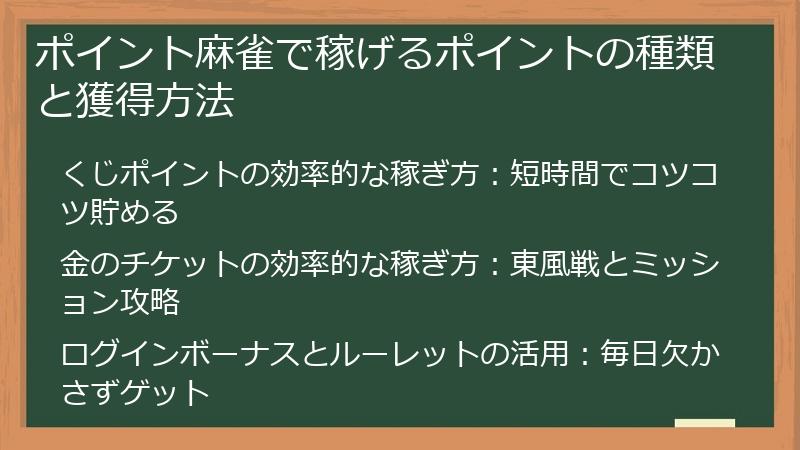 ポイント麻雀で稼げるポイントの種類と獲得方法