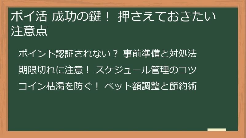 ポイ活 成功の鍵！ 押さえておきたい注意点