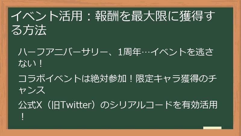 イベント活用：報酬を最大限に獲得する方法