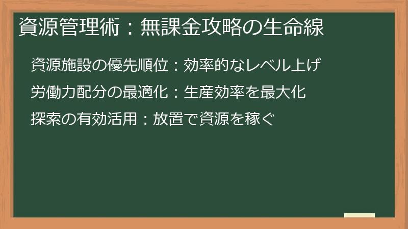 資源管理術：無課金攻略の生命線
