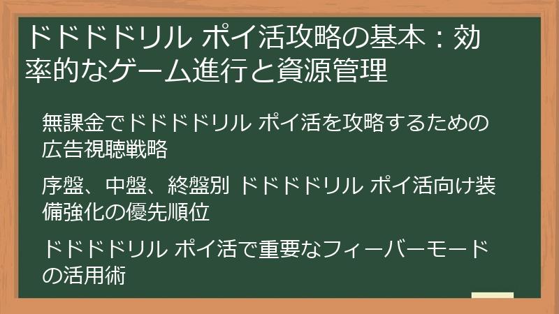 ドドドドリル ポイ活攻略の基本：効率的なゲーム進行と資源管理