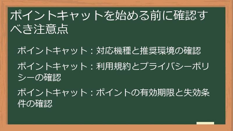 ポイントキャットを始める前に確認すべき注意点