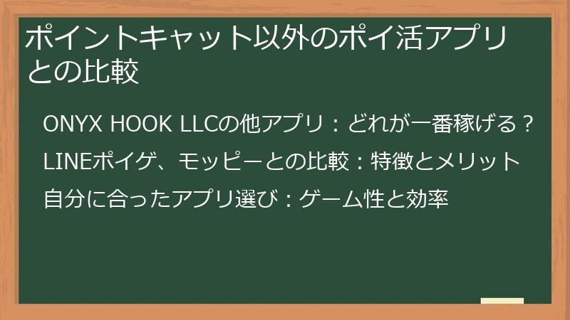 ポイントキャット以外のポイ活アプリとの比較