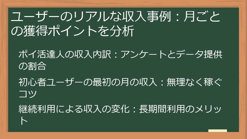ユーザーのリアルな収入事例：月ごとの獲得ポイントを分析