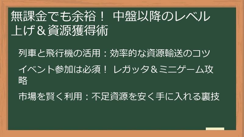 無課金でも余裕！ 中盤以降のレベル上げ＆資源獲得術