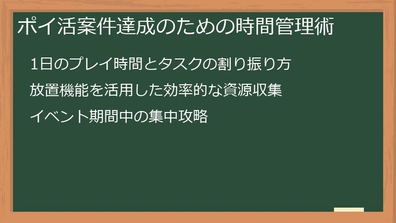 ポイ活案件達成のための時間管理術