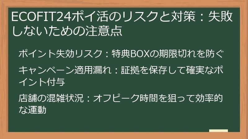 ECOFIT24ポイ活のリスクと対策：失敗しないための注意点