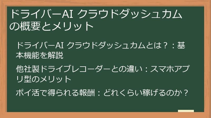 ドライバーAI クラウドダッシュカムの概要とメリット