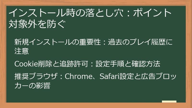 インストール時の落とし穴:ポイント対象外を防ぐ