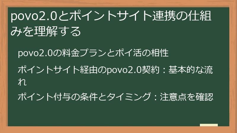 povo2.0とポイントサイト連携の仕組みを理解する