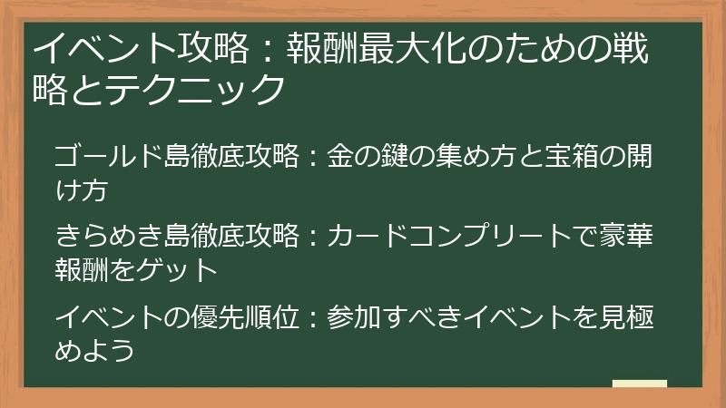 イベント攻略：報酬最大化のための戦略とテクニック