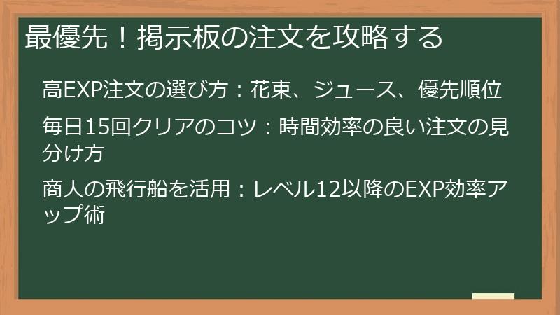 最優先！掲示板の注文を攻略する