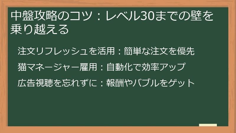中盤攻略のコツ：レベル30までの壁を乗り越える