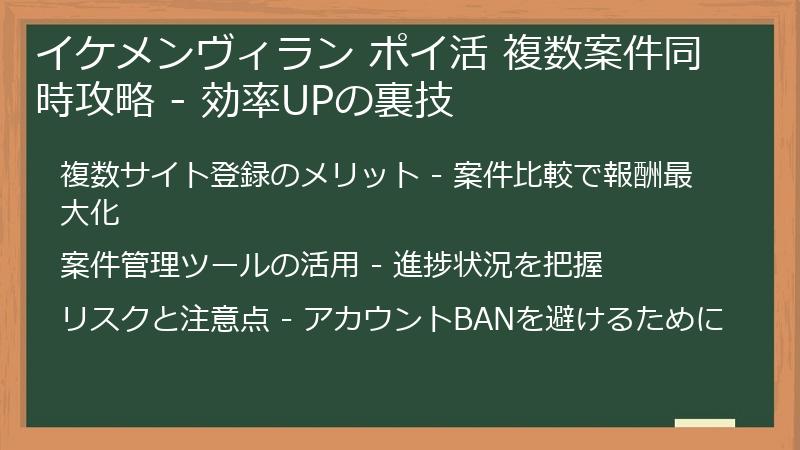 イケメンヴィラン ポイ活 複数案件同時攻略 - 効率UPの裏技