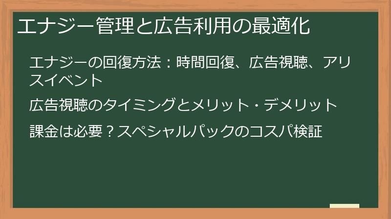 エナジー管理と広告利用の最適化