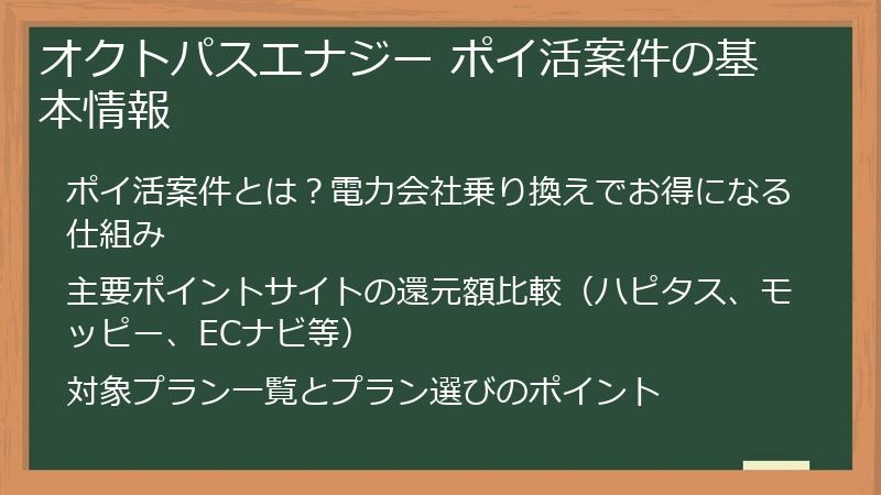 オクトパスエナジー ポイ活案件の基本情報
